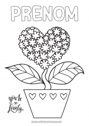 Coloriage gratuit Fleurs Coeur Je t'aime