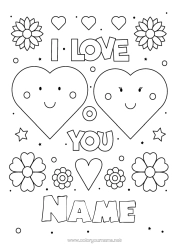 Free colouring Flowers Heart I love you. Valentine's Day 