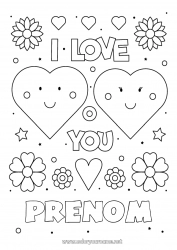 Coloriage gratuit Fleurs Coeur Je t'aime Saint valentin 