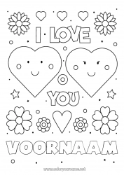 Gratis kleurplaat Bloemen Hart Ik hou van jou Valentijnsdag 