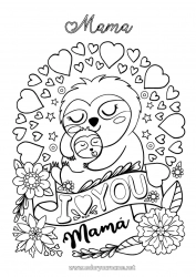 Niño página para colorear Mamá Te amo Koala Animales del bosque Otros animales del mundo Perezoso