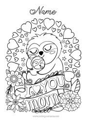 Colouring to customise Mum I Love You. Koala Forest Animals Other Animals Of The World Sloth Animals Of Australia