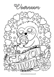 Gratis tekening Mama Ik hou van jou Koala Bosdieren Andere dieren van de wereld Luiaard
