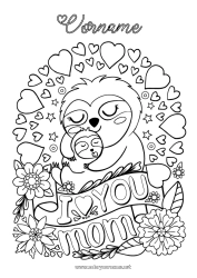 Kostenlose Malvorlage Mama Ich liebe dich Koala Waldtiere Andere Tiere der Welt Faultier