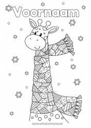 Gratis tekening Sneeuw Winter Mandala Giraffe Sneeuwvlokken Dier Wilde dieren van Afrika