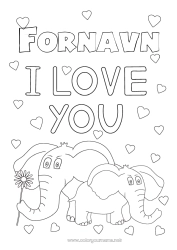 Gratis fargelegging Hjerte Pappa Mamma Bestemor Bestefar Elefant Jeg elsker deg. Dyr 