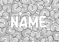 Free coloring Heart I love you Valentine's Day Decorated name