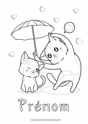 Dessin gratuit Coeur Chat Je t'aime Animal Parapluie Chiens et chats