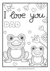 Child coloring page Dad Mum Grandma Grandpa Frog I love you Animal 