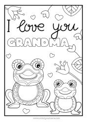 Free coloring Dad Mum Grandma Grandpa Frog I love you Animal 