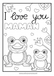 Coloriage enfant Papa Maman Mamie Papi Grenouille Je t'aime Animal 