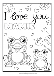 Coloriage enfant Papa Maman Mamie Papi Grenouille Je t'aime Animal 