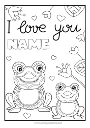 Free colouring Dad Mum Grandma Grandad Frog I love you. Animal 