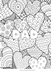 Free colouring Heart Mandala I love you. Decorated name