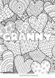 Child coloring page Heart Mandala I love you Decorated name