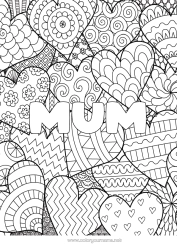 Free colouring Heart Mandala I love you. Decorated name