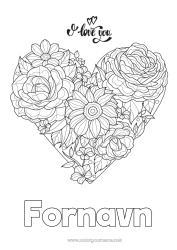Gratis tegning Blomster Hjerte Jeg elsker deg. Valentinsdagen Stort hjerte 