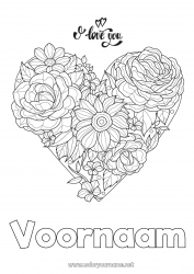 Gratis tekening Bloemen Hart Ik hou van jou Valentijnsdag Groot hart 