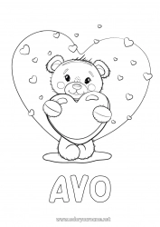 Página de desenho infantil Urso Fofo Coração Eu te amo Animal Filhote de urso Dia dos Namorados Grande coração Saudades Animais da floresta Jogos e brinquedos Pelúcia