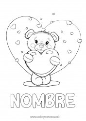 Colorear gratis Llevar Lindo Corazón Te amo Animales Osito Día de San Valentín Gran corazón Te echo de menos Animales del bosque Juegos y juguetes Peluche