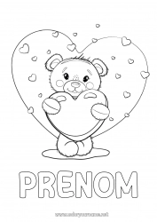 Coloriage gratuit Ours Mignon Coeur Je t'aime Animal Ourson Saint valentin Grand coeur Tu me manques Animaux de la forêt Jeux et jouets Peluche