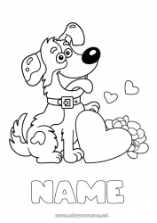 Free coloring Heart Dog I love you Animal Dog and cat