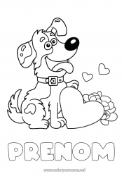 Coloriage gratuit Coeur Chien Je t'aime Animal Chiens et chats