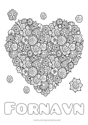 Farvelægningssiden tilpasning Blomster Hjerte Mor Bedstemor God fest Forår Jeg elsker dig. Stort hjerte Komplekse farvelægninger