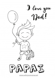 Página de desenho infantil Papai Eu te amo