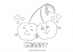 Child coloring page Heart I love you Food Cherry Fruits