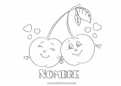 Niño página para colorear Corazón Te amo Alimento Cereza Frutas