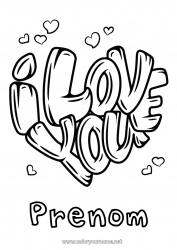 Coloriage à personnaliser Coeur Je t'aime 