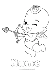 Free colouring I love you. Valentine's Day Cupid Angel Arrow