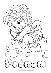 Coloriage gratuit Je t'aime Saint valentin Cupidon Ange Flèche