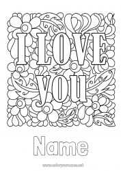 Free coloring Flowers I love you 