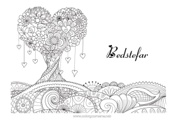 Farvelægningssiden for børn Hjerte Mandala Jeg elsker dig. Valentinsdag Træ 
