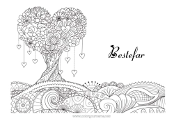 Fargeleggingssiden for barn Hjerte Mandala Jeg elsker deg. Valentinsdagen Tre 