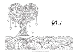 Child coloring page Heart Mandala I love you Valentine's Day Tree 