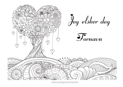Gratis fargelegging Hjerte Mandala Jeg elsker deg. Valentinsdagen Tre 