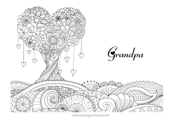 Child coloring page Heart Mandala I love you Valentine's Day Tree 