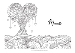 Coloriage enfant Coeur Mandala Je t'aime Saint valentin Arbre 