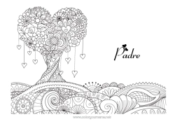 Niño página para colorear Corazón Mandala Te amo Día de San Valentín Árbol Mensaje 