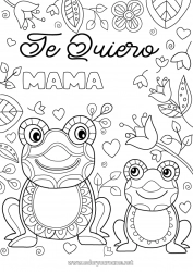 Niño página para colorear Papá Mamá Abuela Abuelo Feliz día de fiesta Rana Te amo Animales Inscripción 