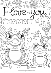 Coloriage enfant Papa Maman Mamie Papi Bonne fête Grenouille Je t'aime Animal 