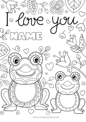 Free colouring Dad Mum Grandma Grandad Happy birthday Frog I love you. Animal 