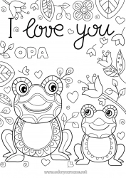 Kinder-Malvorlage Papa Mama Oma Opa Frohes Fest Frosch Ich liebe dich Tier 