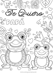 Colorear gratis Papá Mamá Abuela Abuelo Feliz día de fiesta Rana Te amo Animales Inscripción
