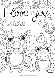 Kinder-Malvorlage Papa Mama Oma Opa Frohes Fest Frosch Ich liebe dich Tier 