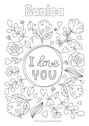 Pagină de colorat gratuită Flori Te iubesc. 