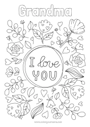 Free coloring Flowers I love you 